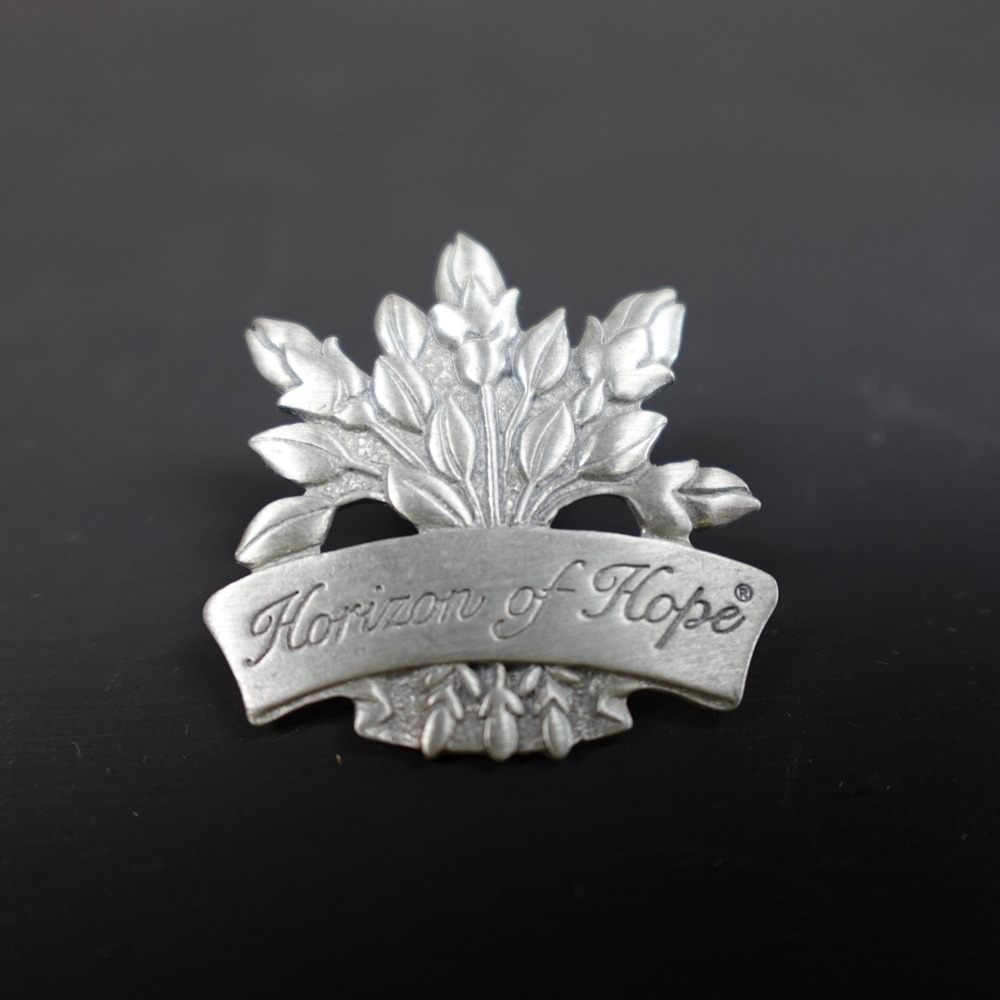 Longaberger 2011 Horizon of Hope Floral Pin Silver Tone Breast Cancer Awareness